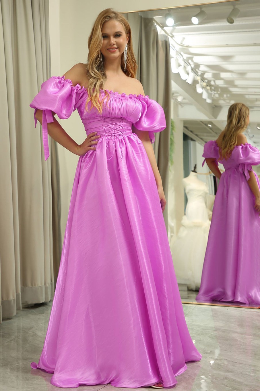 Prom Dresses HELLYMOON | A Line Convertible Long Prom Dress Fuchsia