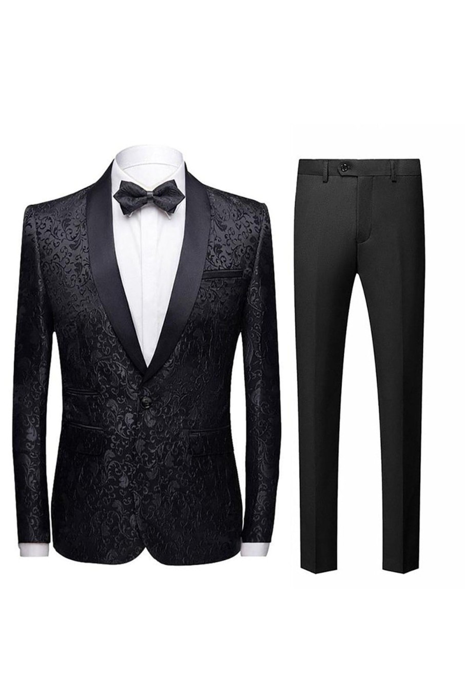 Men HELLYMOON | Men'S 2-Piece Suits Jacquard Tuxedo