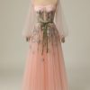 Special Occasion HELLYMOON | A Line Jewel Long Prom Dress With Embroidery Light Nude