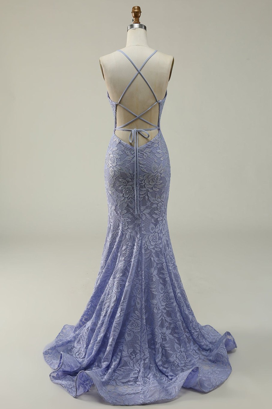 Prom Dresses HELLYMOON | Lace Mermaid Prom Dress With Slit Purple