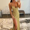 Special Occasion HELLYMOON | Gold Mermaid Sequin Prom Dress With Slit