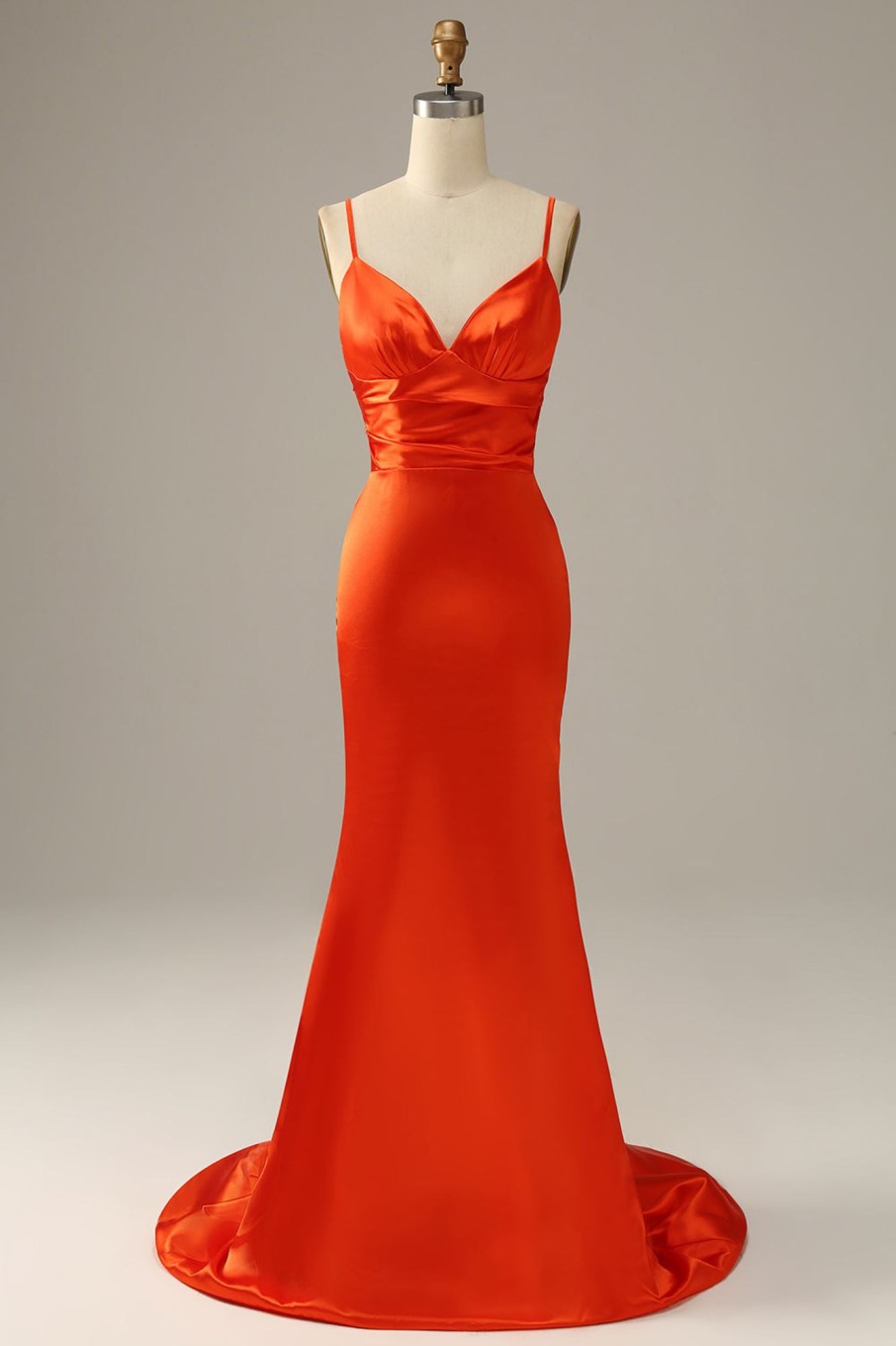 Prom Dresses HELLYMOON | Spaghetti Straps Mermaid Prom Dress Orange