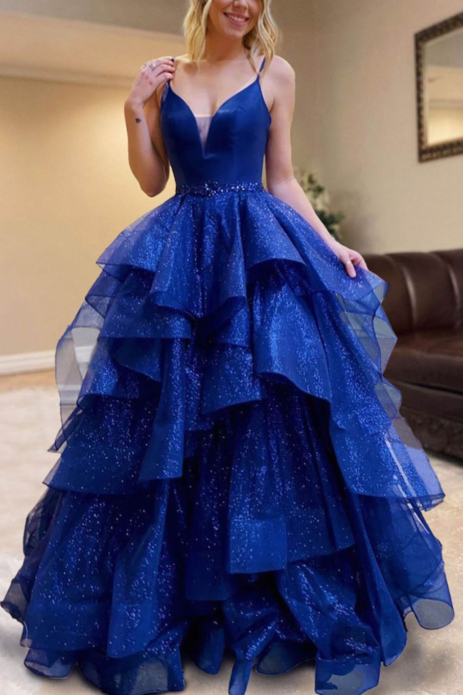 Prom Dresses HELLYMOON | Tulle Laye Princess Prom Dress With Beading