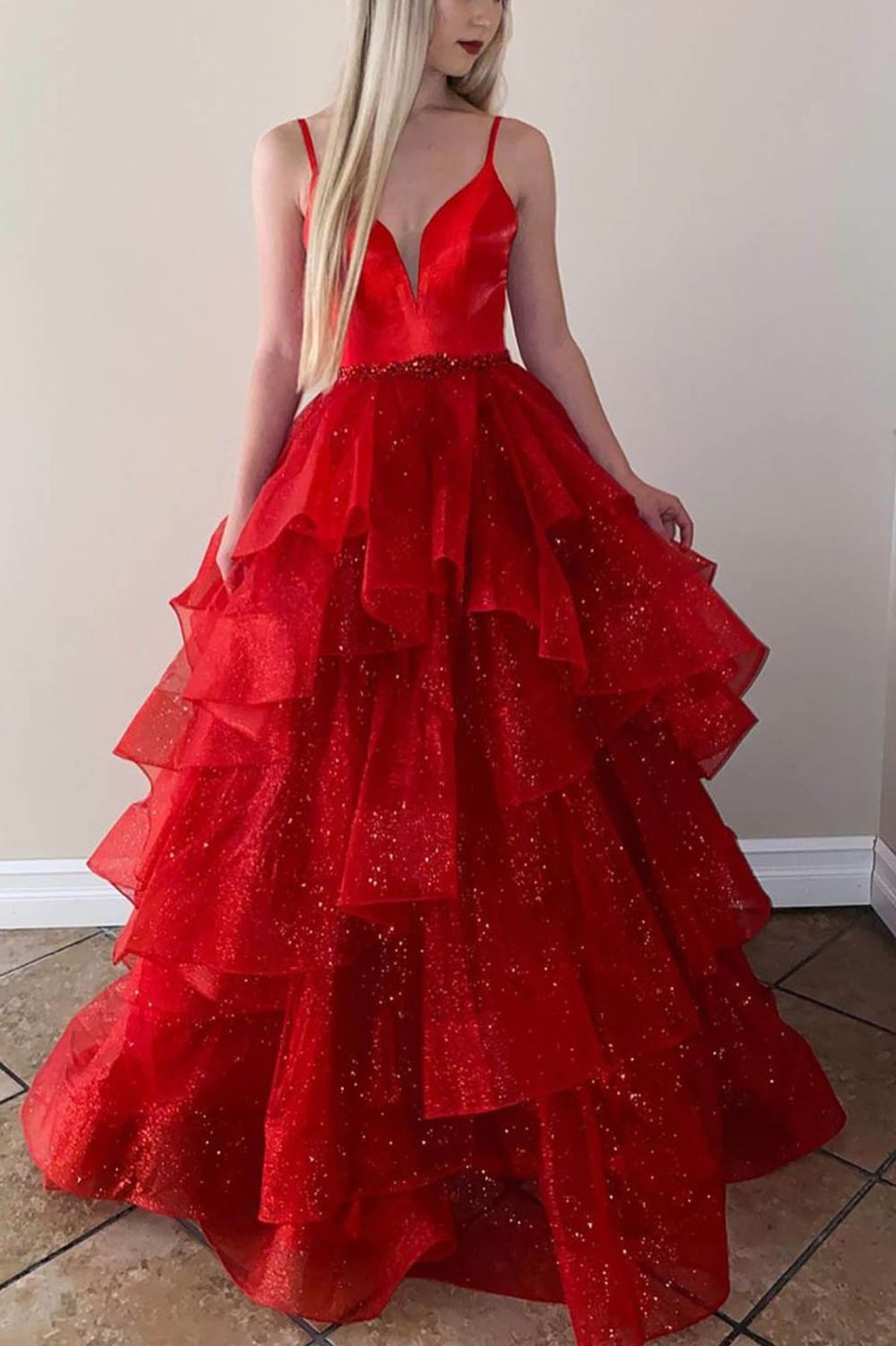 Prom Dresses HELLYMOON | Tulle Laye Princess Prom Dress With Beading