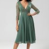 Partywear HELLYMOON | A Line V-Neck Bridesmaid Dress With Long Sleeves