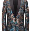 Men HELLYMOON | Floral Shawl Lapel Men'S Blazer P-Multicolor