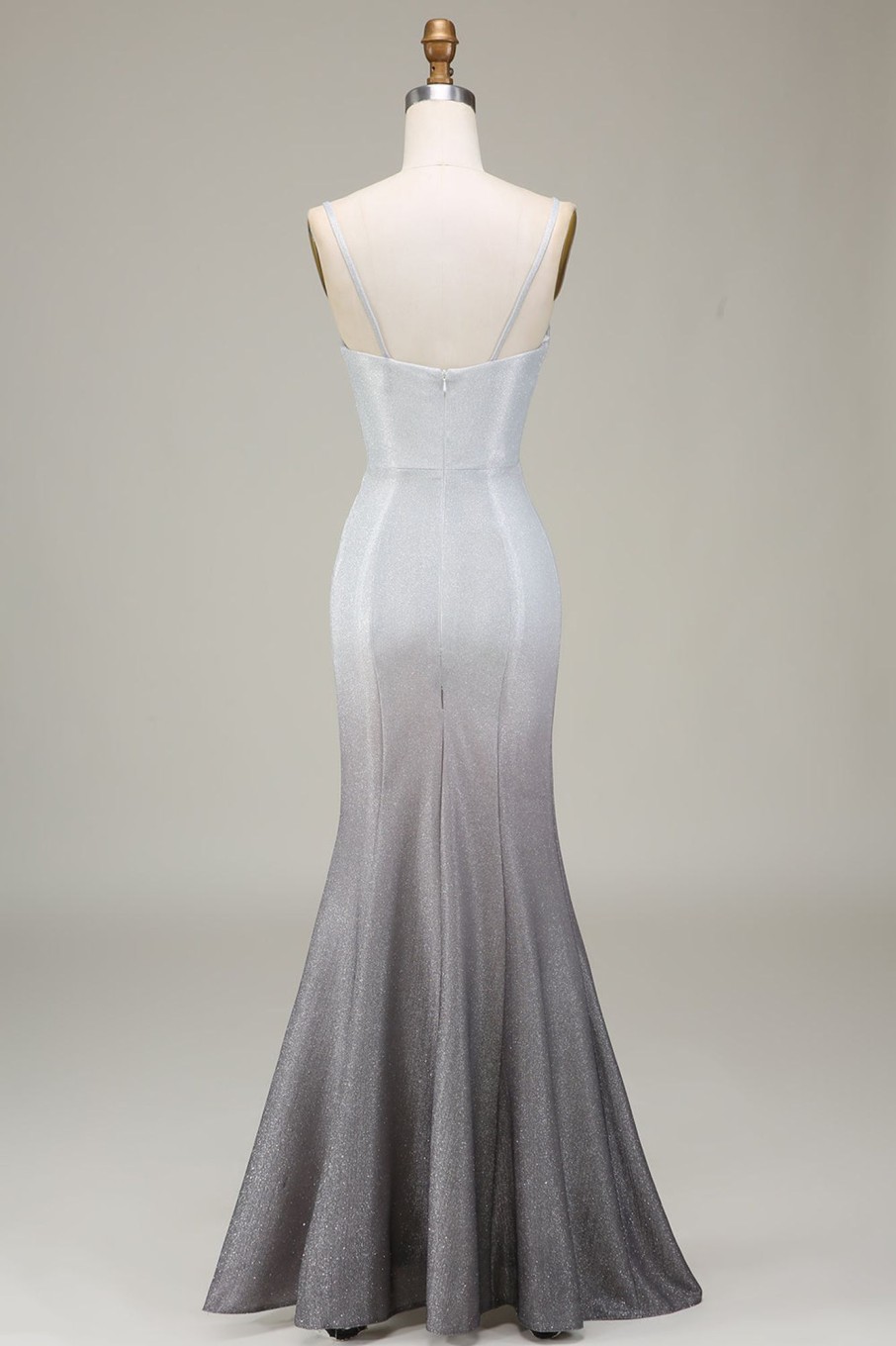 Prom Dresses HELLYMOON | Grey Mermiad Sparkly Prom Dress With Pleated Silver Grey