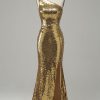 Prom Dresses HELLYMOON | Glitter One Shoulder Sequin Prom Dress With Slit Golden