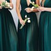 Partywear HELLYMOON | A-Line V Neck Chiffon Bridesmaid Dress With Pleated