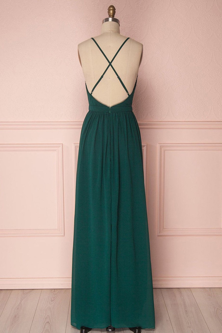 Partywear HELLYMOON | A-Line V Neck Chiffon Bridesmaid Dress With Pleated