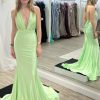 Special Occasion HELLYMOON | Mermaid V-Neck Satin Simple Prom Dress