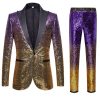 Men HELLYMOON | Ombre Sequins Men'S 2 Piece Slim Fit Notched Lapel Party Suits