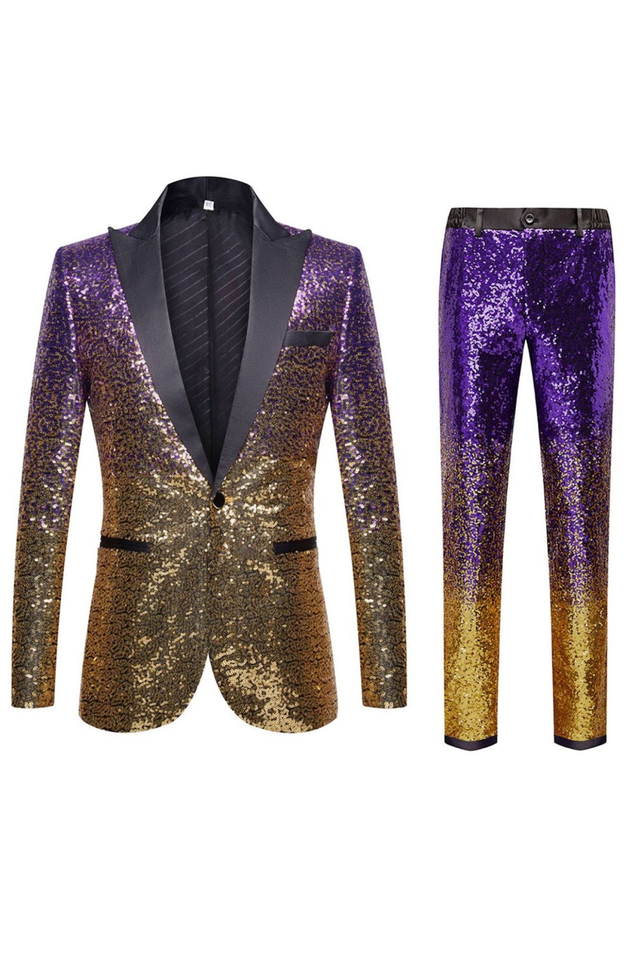 Men HELLYMOON | Ombre Sequins Men'S 2 Piece Slim Fit Notched Lapel Party Suits