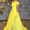 Prom Dresses HELLYMOON | Satin A Line Princess Prom Dress With Pockets Yellow