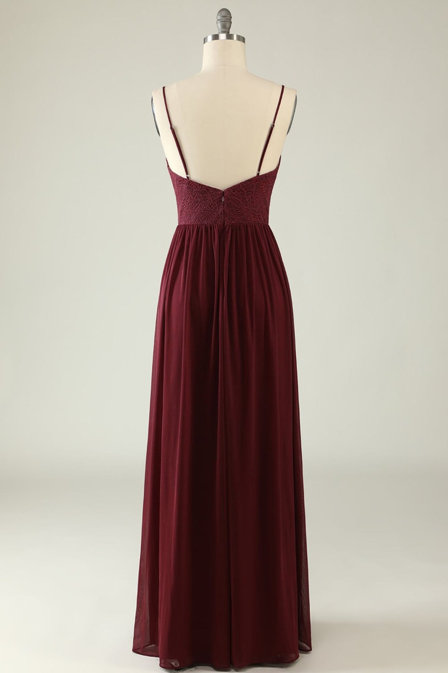 Partywear HELLYMOON | Spaghetti Straps Lace Wedding Guest Dress With Hollow-Out Burgundy