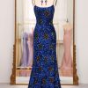 Prom Dresses HELLYMOON | Sparkly Mermaid Spaghetti Straps Long Sequin Prom Dress Navy