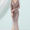 Prom Dresses HELLYMOON | Sequined Long Sleeves Evening Dress