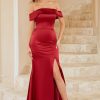 Partywear HELLYMOON | Sheath Off The Shoulder Long Bridesmaid Dress With Split Front