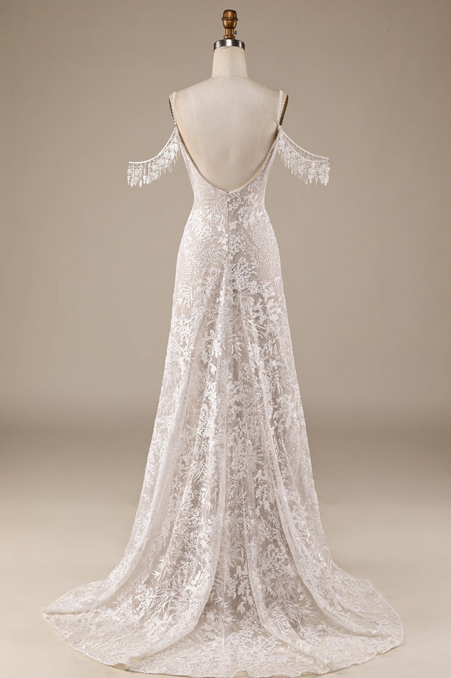 Wedding Dresses HELLYMOON | Lace Wedding Dress With Fringes Ivory