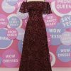 Special Occasion HELLYMOON | Off The Shoulder Flower Lace Formal Dress Burgundy