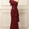 Special Occasion HELLYMOON | Burgundy Sequins One Shoulder Prom Dress Red