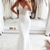 Wedding Dresses HELLYMOON | Mermaid Lace Long Backless Wedding Dress With Button White