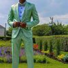 Men HELLYMOON | Shawl Lapel One Button Men'S Prom Suits Light Green