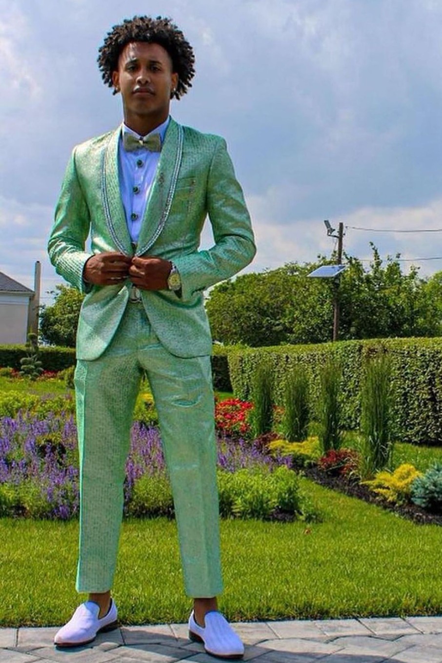 Men HELLYMOON | Shawl Lapel One Button Men'S Prom Suits Light Green