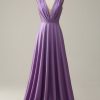 Special Occasion HELLYMOON | Deep V-Neck Sparkly Prom Dress Purple