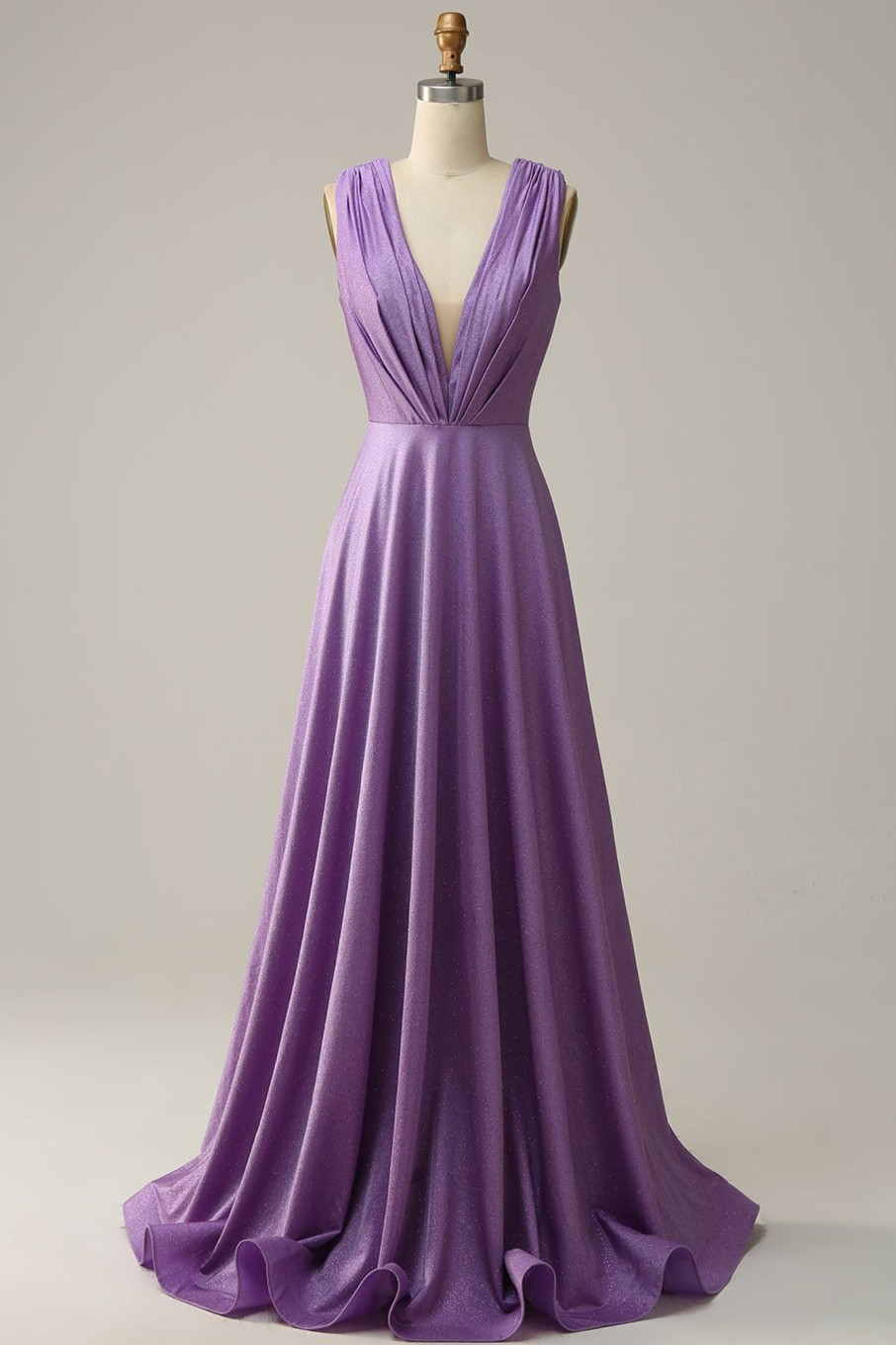 Special Occasion HELLYMOON | Deep V-Neck Sparkly Prom Dress Purple