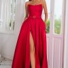 Special Occasion HELLYMOON | A Line Strapless Long Prom Dress With Split Front Red