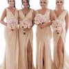 Partywear HELLYMOON | Sleeveless Chiffon Bridesmaid Dresses With Pleated Split