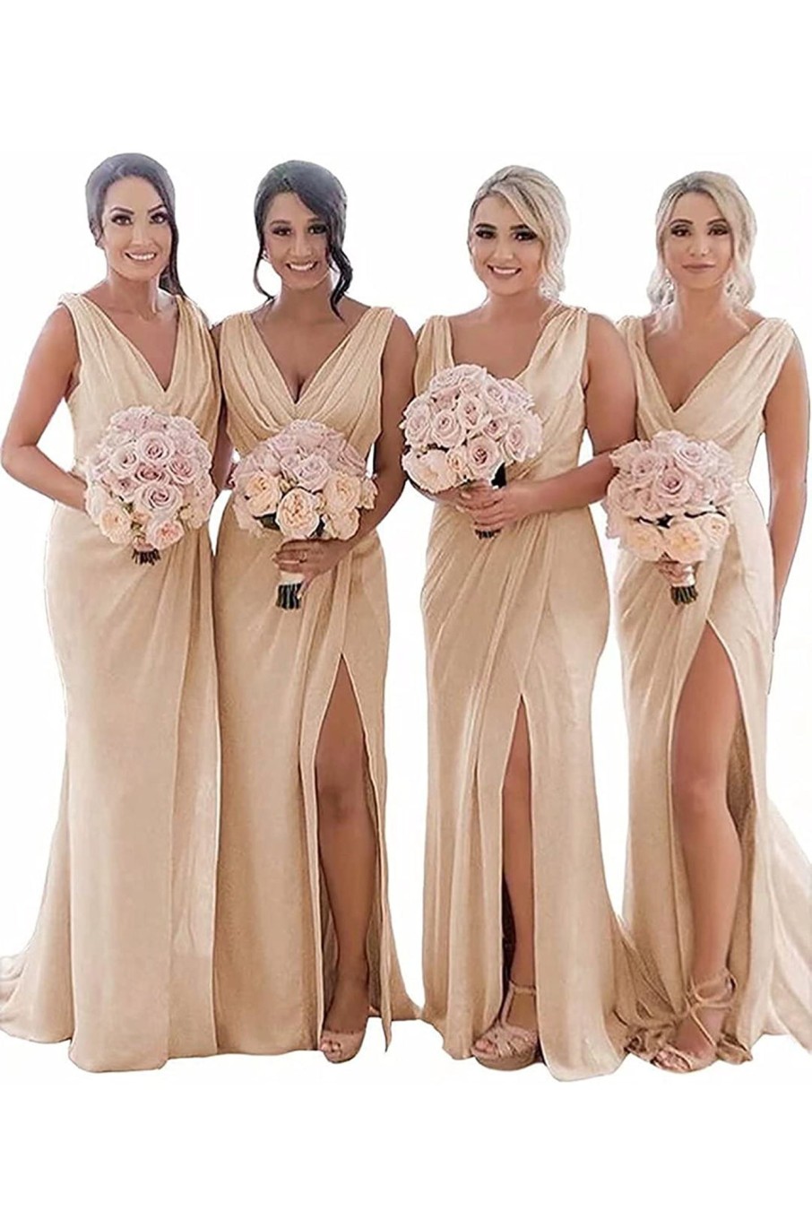 Partywear HELLYMOON | Sleeveless Chiffon Bridesmaid Dresses With Pleated Split