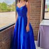 Special Occasion HELLYMOON | Royal Blue A Line Satin Prom Dress With Beading Purple