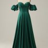 Special Occasion HELLYMOON | Off The Shoulder Green Sparkly Corset Prom Dress Dark Green