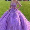 Special Occasion HELLYMOON | Sparkly Beaed Quinceanera Dresses With Long Sleeves Purple