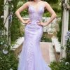 Prom Dresses HELLYMOON | Mermaid Spaghetti Straps Purple Prom Dress With Appliques Lavender