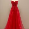 Prom Dresses HELLYMOON | Sweetheart Tulle Prom Dress With Beading Red