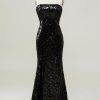 Special Occasion HELLYMOON | Sheath Strapless Sequin Prom Dress With Slit Black