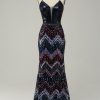 Special Occasion HELLYMOON | Sequin Mermaid Sparkly Prom Dress With Criss Cross Back Navy