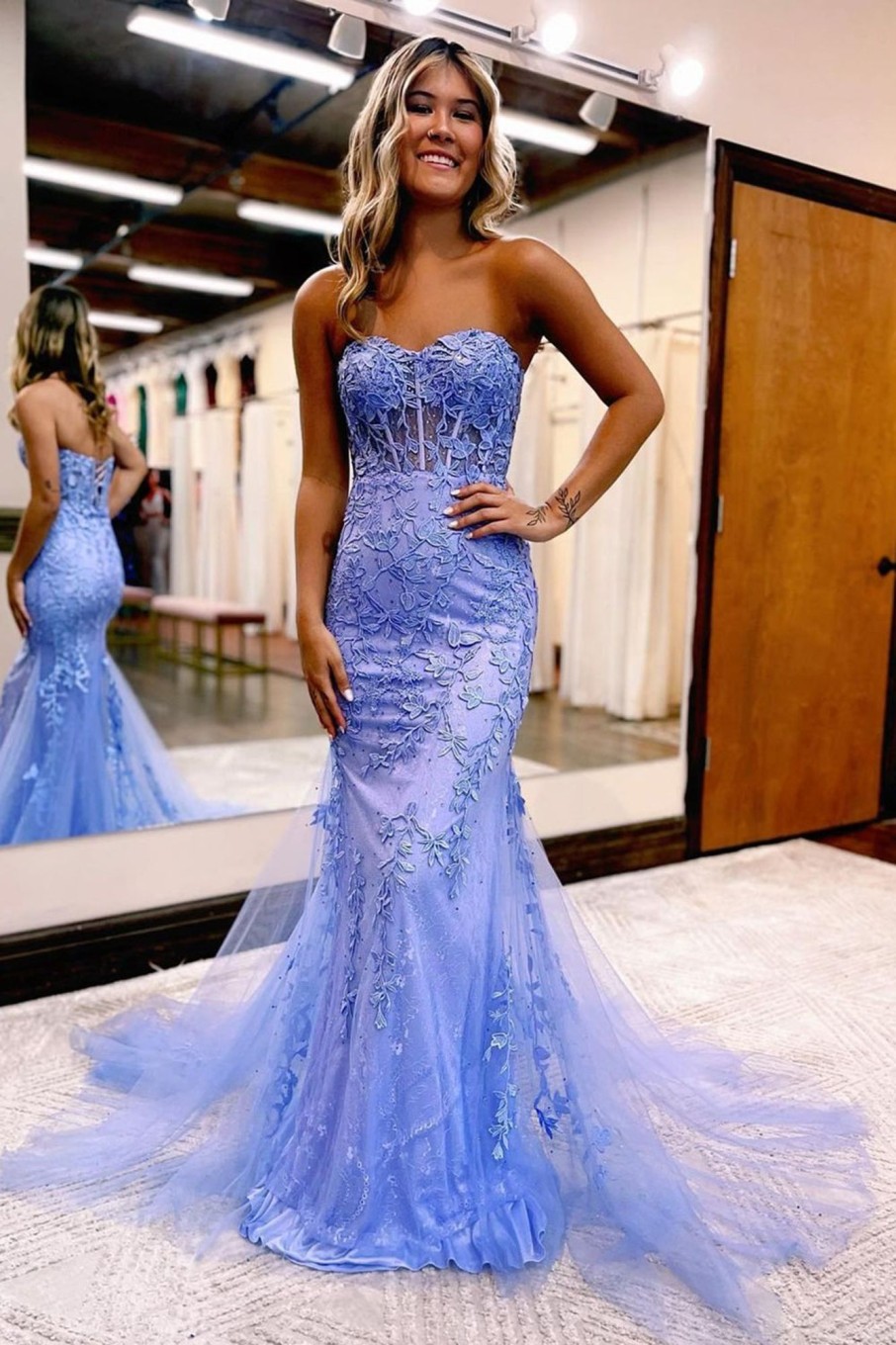 Prom Dresses HELLYMOON | Strapless Mermaid Corset Prom Dress With Appliques