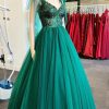 Prom Dresses HELLYMOON | A Line Sequin Princess Prom Dress With Tulle Green