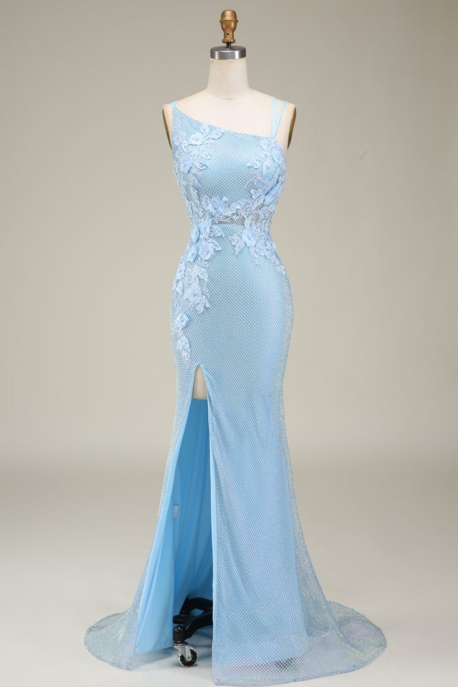 Prom Dresses HELLYMOON | Stylish Mermaid Long Prom Dress With Appliques Light Blue