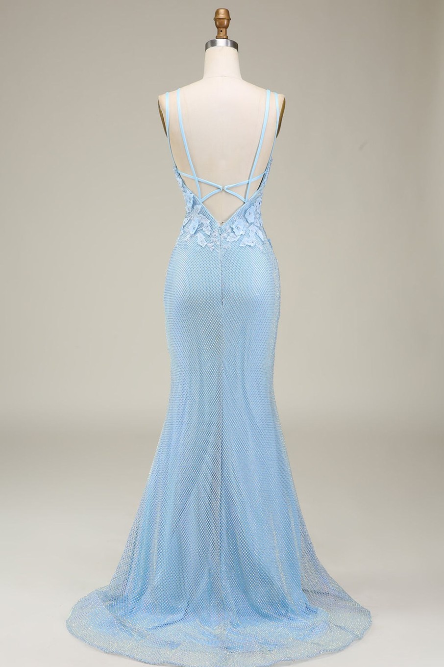 Prom Dresses HELLYMOON | Stylish Mermaid Long Prom Dress With Appliques Light Blue