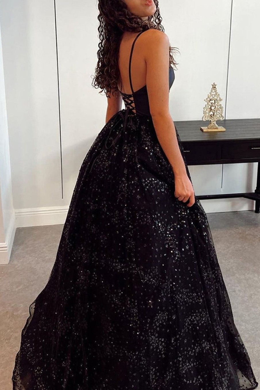 Special Occasion HELLYMOON | A Line Sparkly Princess Prom Dress With Lace-Up Back