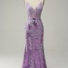 Special Occasion HELLYMOON | Sequin Glitter Mermaid Prom Dress With Appliques Purple