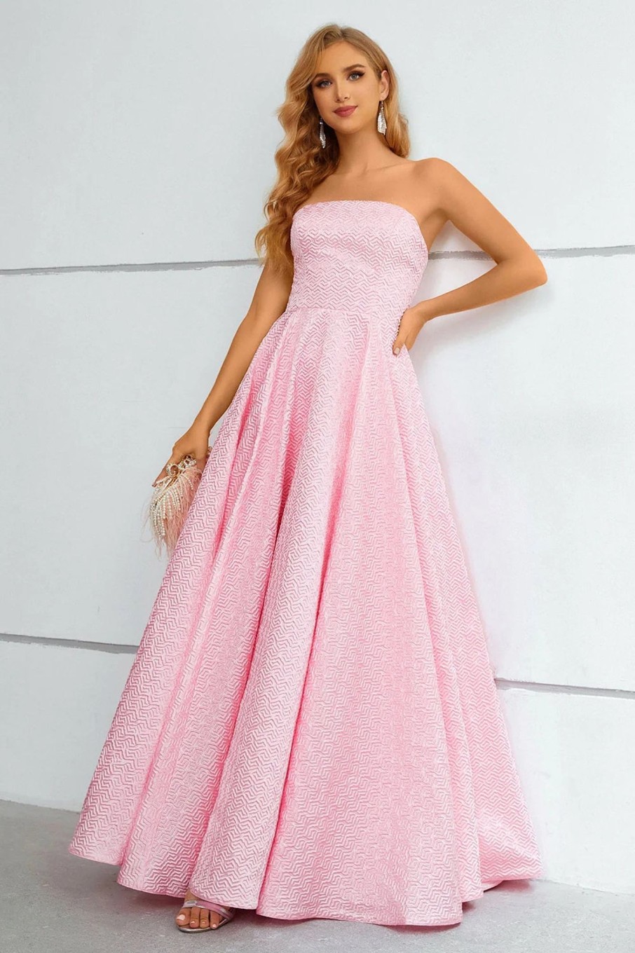 Special Occasion HELLYMOON | A-Line Strapless Princess Prom Dress Pink