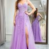 Prom Dresses HELLYMOON | A-Line Spaghetti Straps Tulle Prom Dress With Appliques Lilac