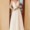 Wedding Dresses HELLYMOON | Spaghetti Straps Simple Wedding Dress White