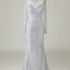 Prom Dresses HELLYMOON | Gorgeous Sparkly Beaded Mermaid Long Prom Dress Grey